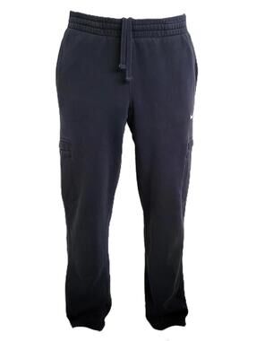 Nike Men’s Medium Black Cargo Sweatpants Joggers Swoosh Fleece Athletic 32x32